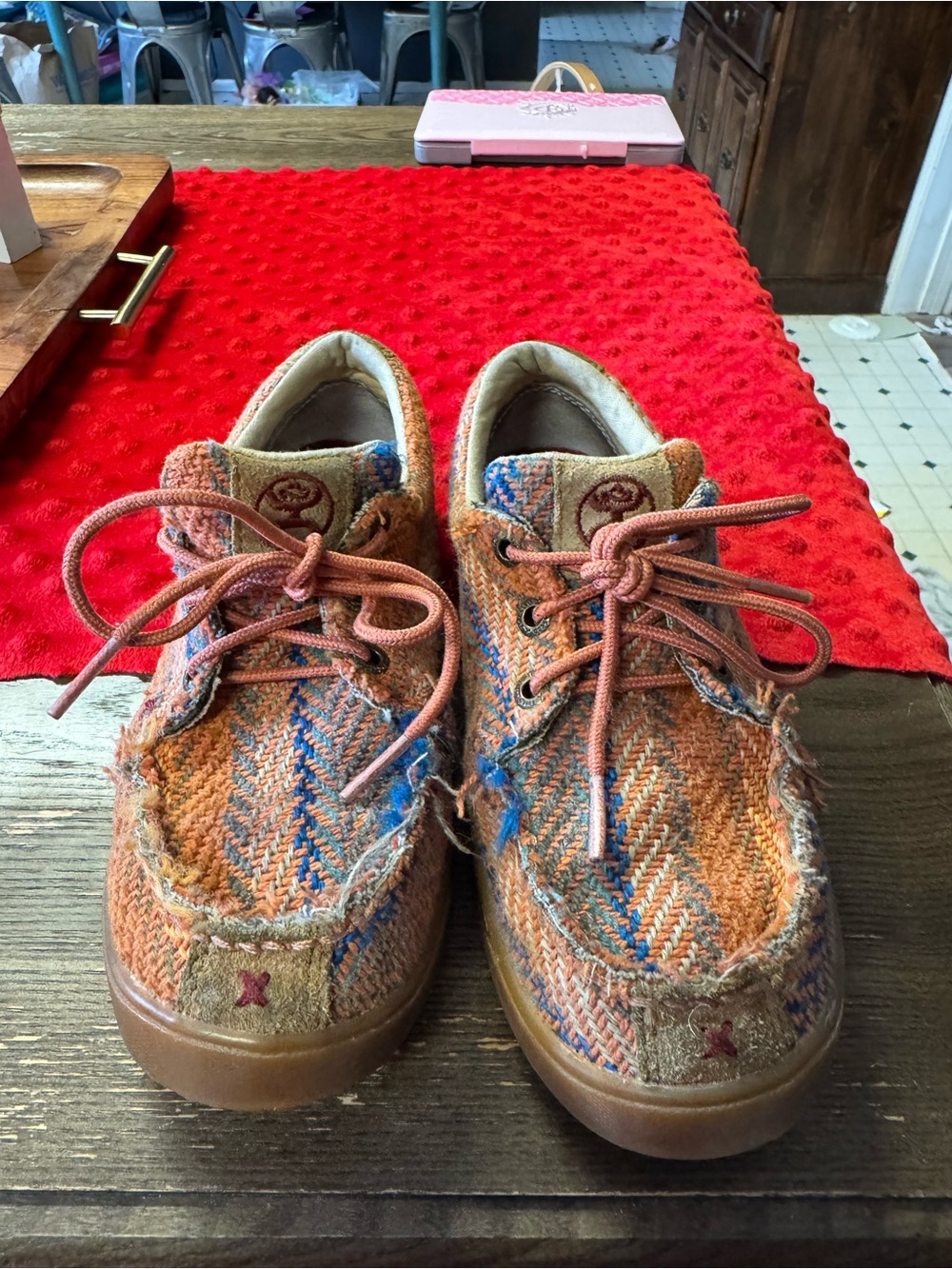 Hooey Orange & Blue Woven Wool Lace-Up Shoes